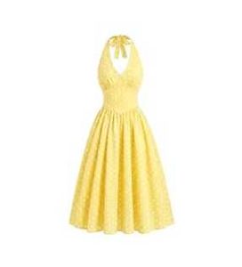 Yellow Polka Dot Halter Dress