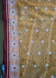 Blue Saree with Polka Dots &amp; Embroidery