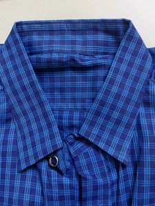 Men's Blue Plaid Button-Up Shirt