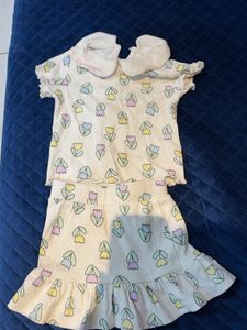 Cute Tulip Print Baby Girl Outfit
