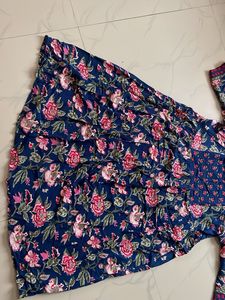 Blue Floral Print Kurta