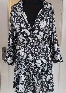 Chic Black & White Floral Mini Dress