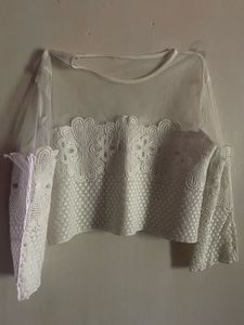 Sheer Lace Sleeve Top/Blouse