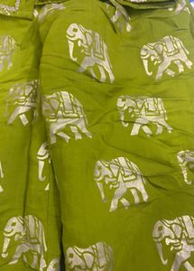 Green Elephant Print Palazzos and top