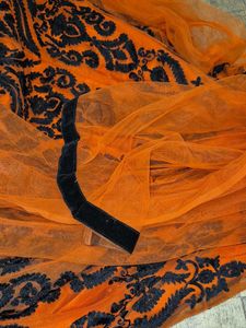 Elegant Orange &amp; Black Embroidered Anarkali Set