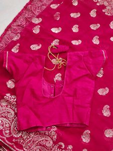 Rani color Saree with blouse