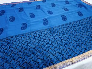 🇳🇿💫🎀Elegant Blue Paisley Saree