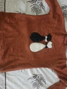 Cute Cat Design Brown Sweater