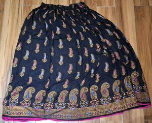Black Paisley Print Ethnic Skirt