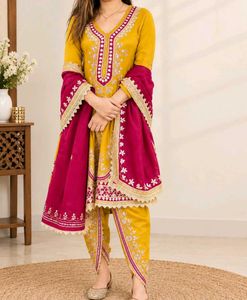Festive embroidered Silk Ankarkali Dhoti Suit set