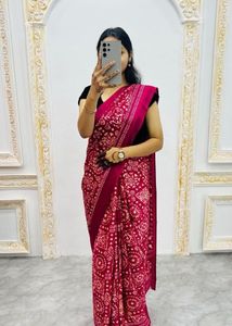 Rani Pink Crepe Saree