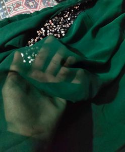 Emerald Green Sequin Saree