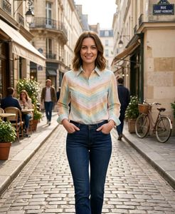 Pastel Chevron Stripe Button-Up Shirt