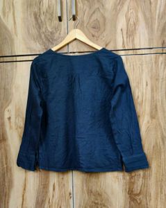 Stylish V-Neck Navy Blue Top Size-38