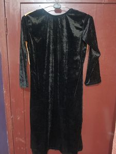 Vintage Velvet Dress with Embellished Neckline