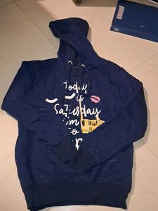 Blue Graphic Print Hoodie
