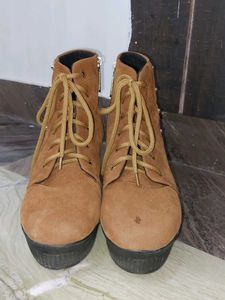 Tan Platform Lace-Up Boots