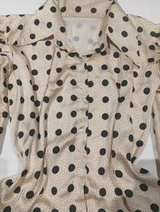 Polka Dot Puff Sleeve Top