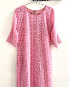 Pink Embroidered Kurta