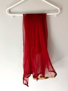 Red Embroidered Girls' Anarkali Suit