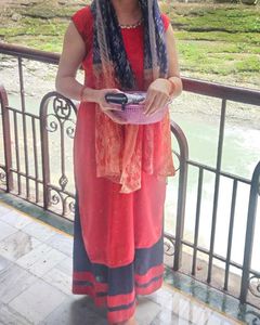 Red nd blue plaazo Ethnic Kurta with Golden