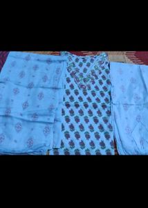 Beautiful Blue Printed Kurta Set with Mirror Work