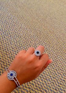 Ad silver bracelet and ring set