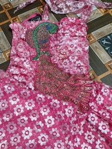 Pink Embellished Peacock Lehenga Choli