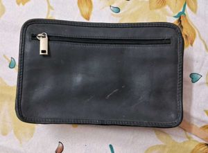 Classic Black Leather Clutch