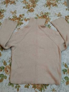 Women's Ribbed Turtleneck Sweater with free t-shir