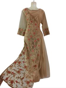 Elegant Beige Embroidered Dress 😍👑