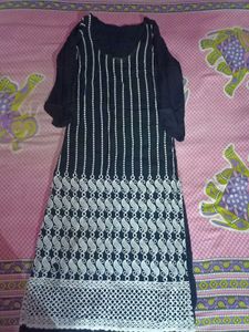 Stylish Black Kurta with White Embroidery