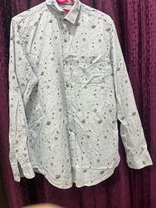 Space Print Button-Up Shirt
