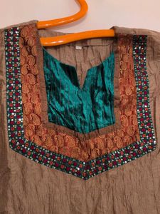 Velvety Cute Ethnic Girls Dress Set