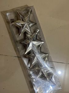 Sparkling Silver Star Ornaments (Set of 5)