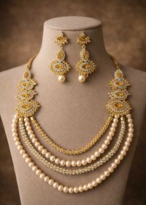 AT JUST 499🔥 Pearl Necklace Set with Earrings ✨