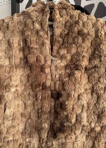 Fuzzy Brown Cropped Jacket