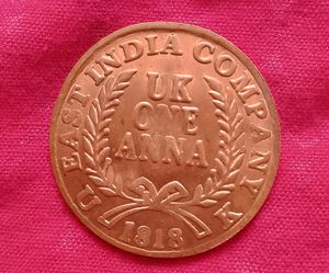 Uk One Anna Old Coins 1818