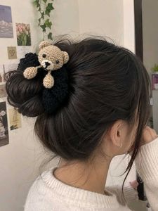 Crochet Teddy Bear Scrunchie 🧸🖤