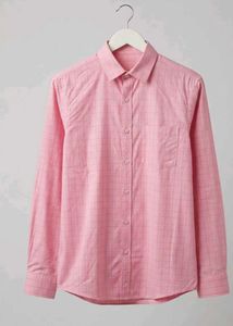 Men's Pink Checkered Long Sleeve Shirt