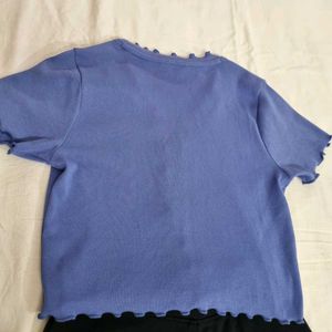 Zudio Cute Blue Ribbed Crop Top