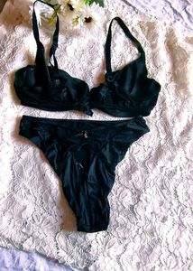 Black Polka Dot Bra &amp; Panty Set