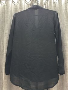 Chic Black Collared Blouse with Studs