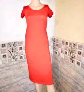Red Short Sleeve Midi Dress