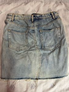 Distressed Denim Mini Skirt