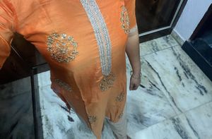 Vibrant Orange Embellished Kurta