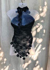 111110. Sheer Black Strapless Top