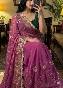 Beautiful Lavender Embroidered Saree