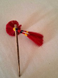 Ao- Naga Red Ethnic Hair Pin with Tassels