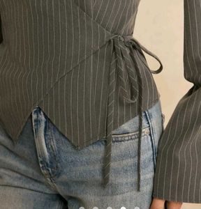 Pinstripe Cropped Blazer